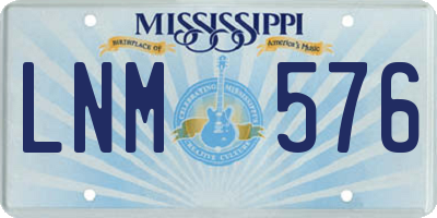 MS license plate LNM576