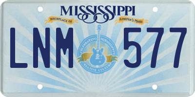 MS license plate LNM577