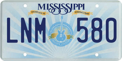 MS license plate LNM580