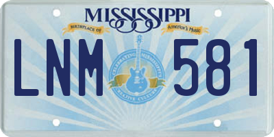 MS license plate LNM581