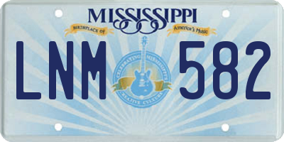 MS license plate LNM582