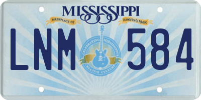 MS license plate LNM584