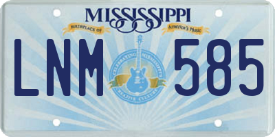 MS license plate LNM585
