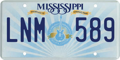 MS license plate LNM589