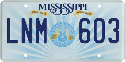 MS license plate LNM603