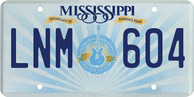 MS license plate LNM604