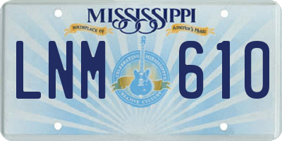 MS license plate LNM610