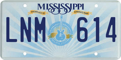 MS license plate LNM614
