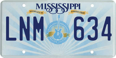 MS license plate LNM634