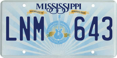 MS license plate LNM643