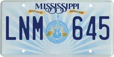 MS license plate LNM645