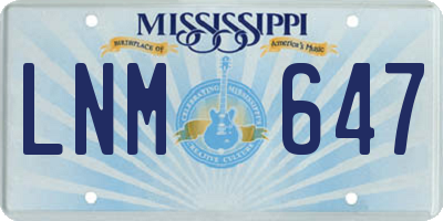 MS license plate LNM647