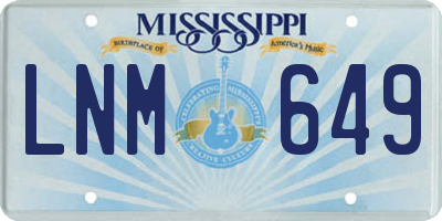 MS license plate LNM649