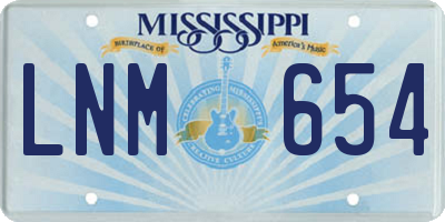 MS license plate LNM654