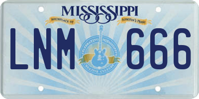 MS license plate LNM666