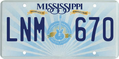 MS license plate LNM670