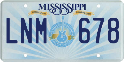 MS license plate LNM678