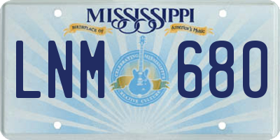 MS license plate LNM680