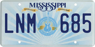 MS license plate LNM685
