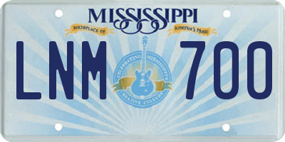 MS license plate LNM700
