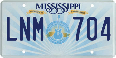MS license plate LNM704