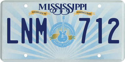 MS license plate LNM712