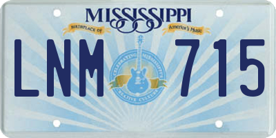 MS license plate LNM715