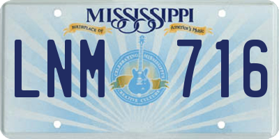 MS license plate LNM716