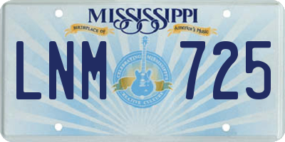MS license plate LNM725