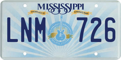 MS license plate LNM726