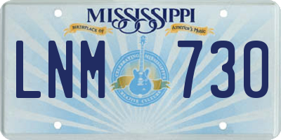 MS license plate LNM730