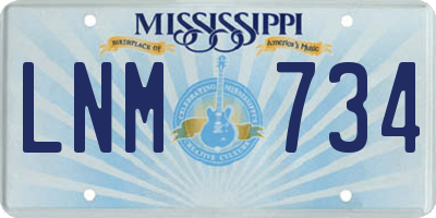 MS license plate LNM734