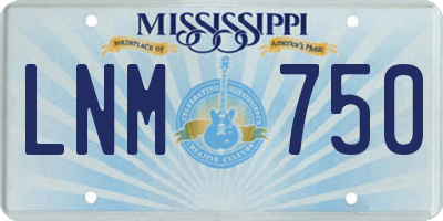 MS license plate LNM750
