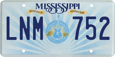 MS license plate LNM752