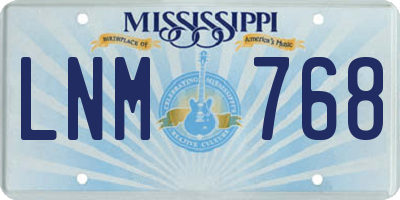 MS license plate LNM768