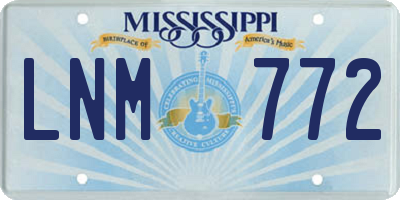 MS license plate LNM772