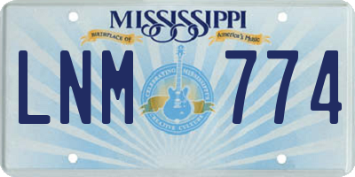 MS license plate LNM774
