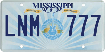 MS license plate LNM777