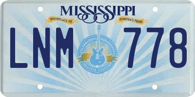 MS license plate LNM778