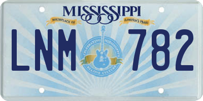 MS license plate LNM782