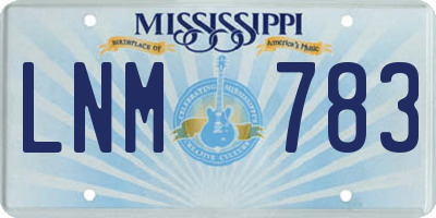 MS license plate LNM783
