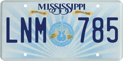 MS license plate LNM785
