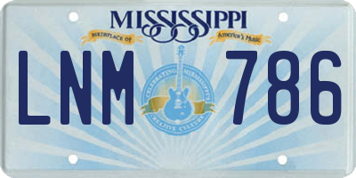 MS license plate LNM786