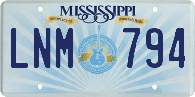 MS license plate LNM794