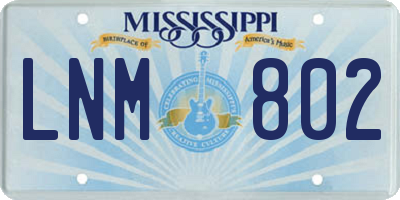 MS license plate LNM802