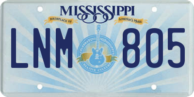 MS license plate LNM805