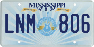 MS license plate LNM806