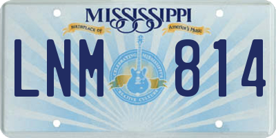 MS license plate LNM814