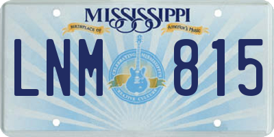 MS license plate LNM815