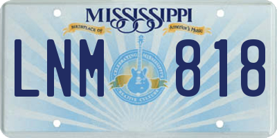 MS license plate LNM818